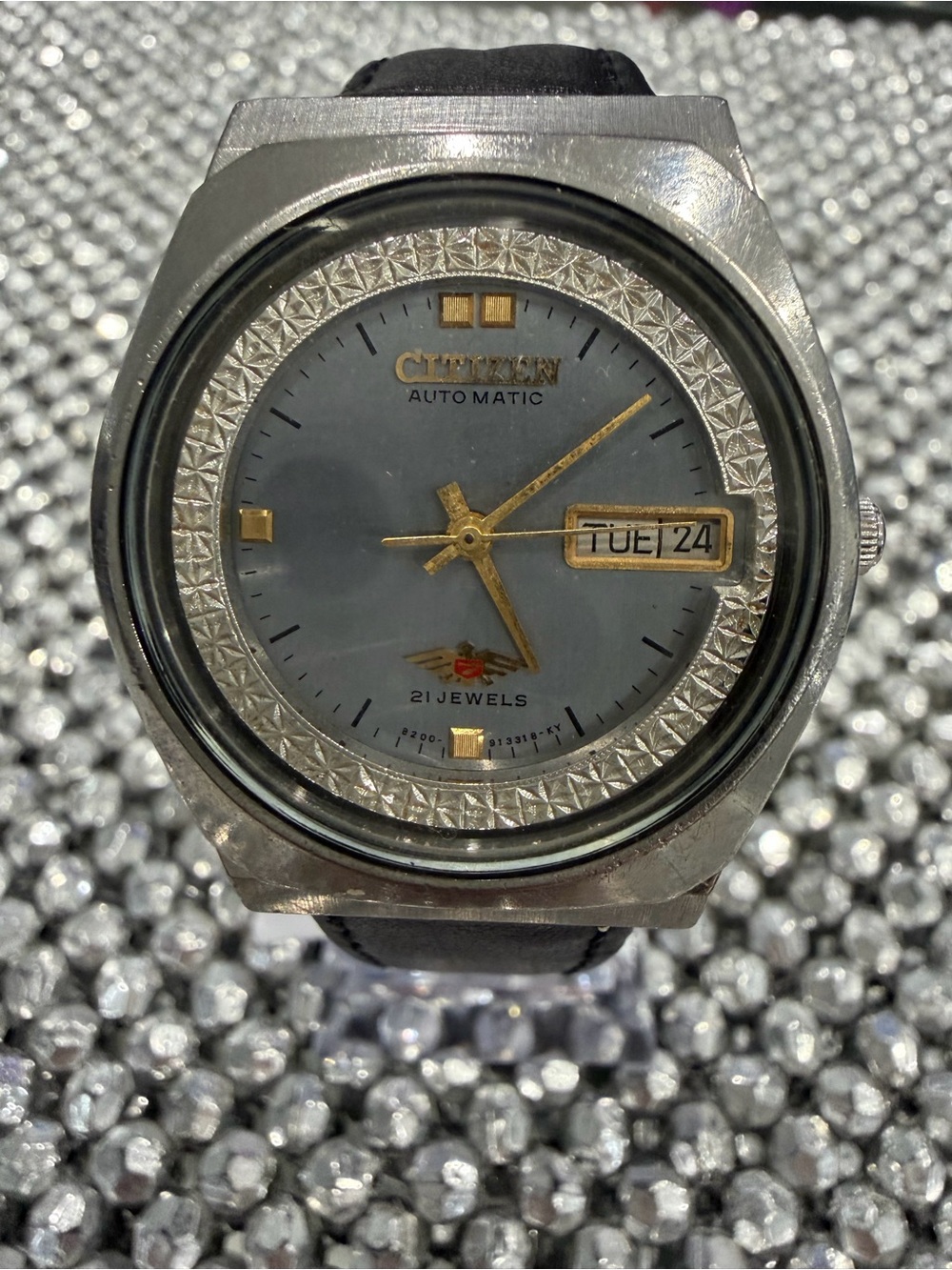 Citizen Silver Case Gray Dial Automatic Watch with Gold Accents